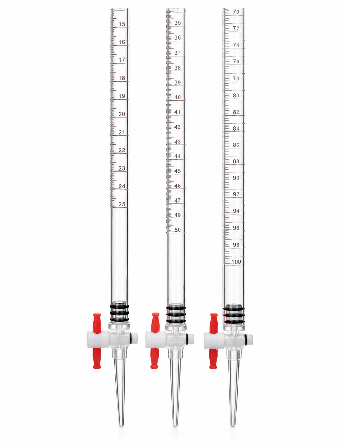 Burette en acrylique avec robinet à clé en PTFE