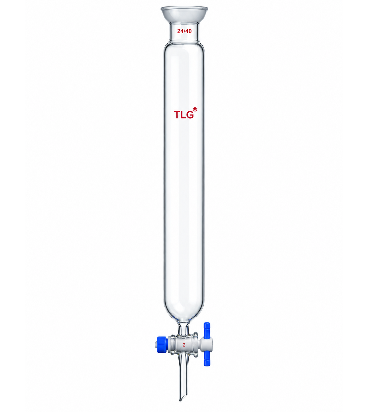Chromatography Column, Spherical Joints, 35/20 joint, PTFE Stopcock bore 2mm, Column O.D 26mm, Column I.D. 20mm, Effective length 10inch/254mm