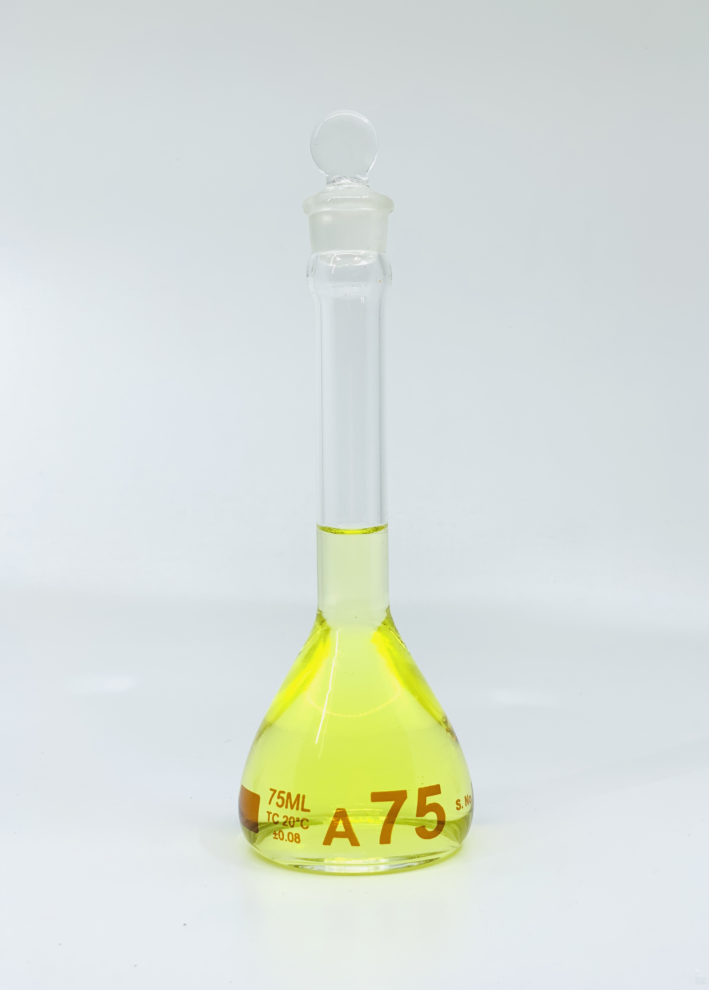 Volumetric Flask, 75mL, Heavy Duty, Wide Mouth, Glass Stopper# 16, Class A, As Per USP Standards