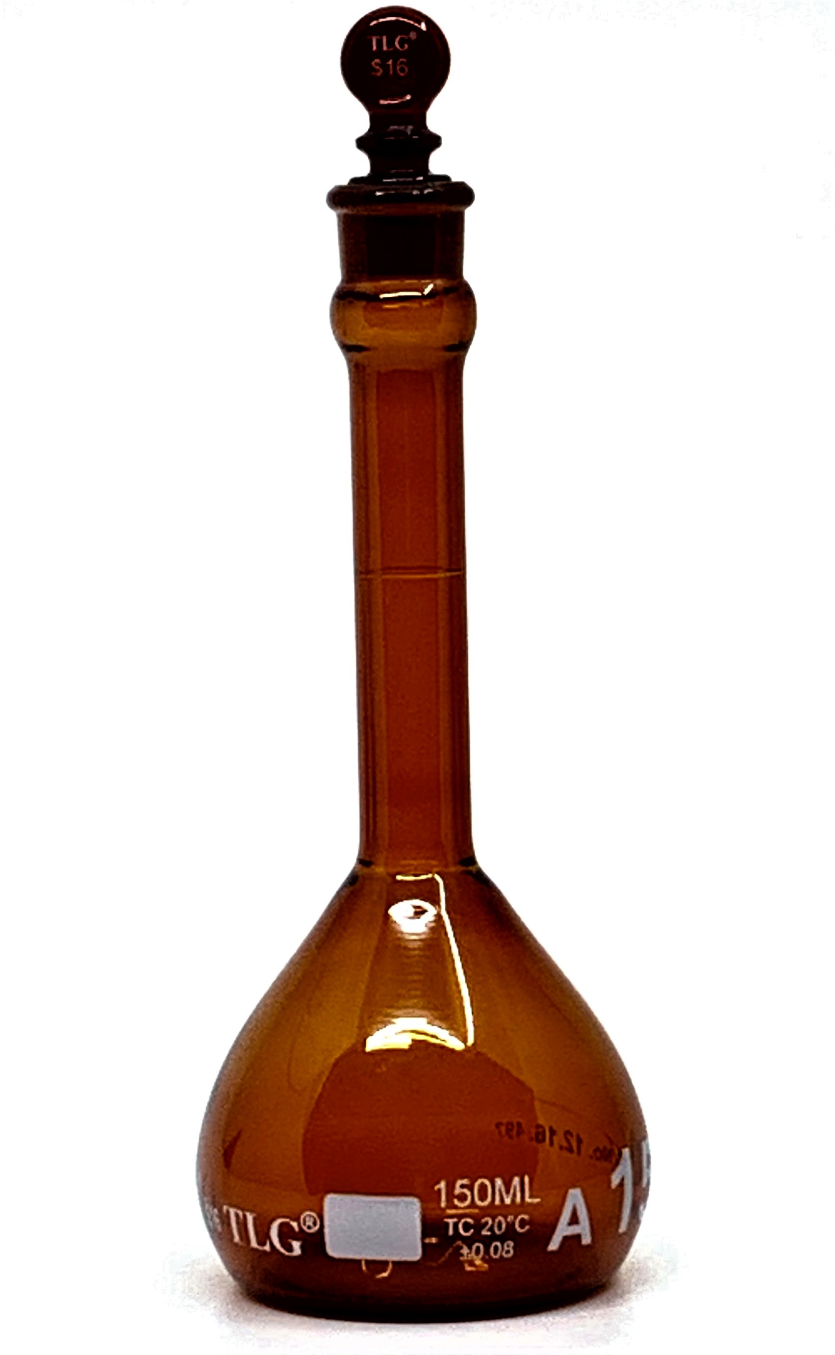 Buy Online Volumetric Flask, Low Actinic Amber, 150mL, Wide Mouth