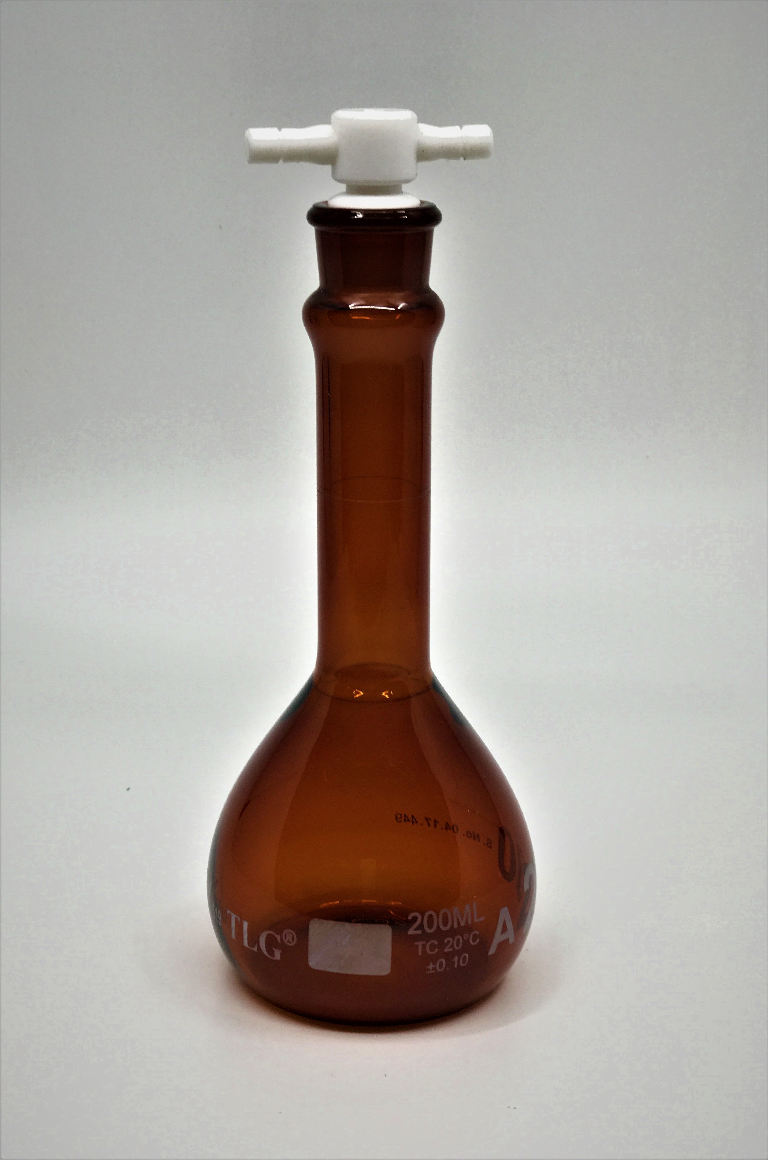 Buy Online Volumetric Flask, Low Actinic Amber, 200mL, Wide Mouth