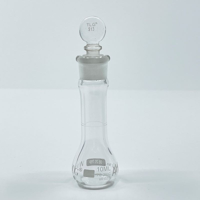 Volumetric Flask, 10mL, Serialized and Certified, Heavy Duty, Wide Mouth, Clear, Glass Stopper# 13, Class A, As Per USP Standards