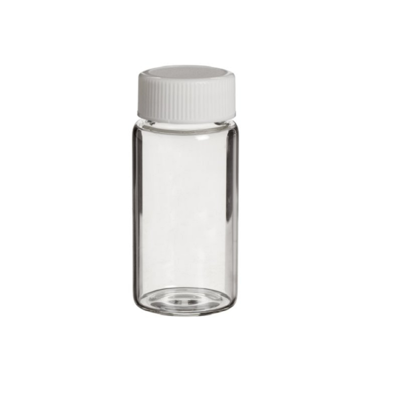 Scintillation Vial, Glass 20mL, comes with Urea/Phenolic cap, Cone-shaped Polyethylene (Poly-Seal) Liner, 22-400 GPI Finish