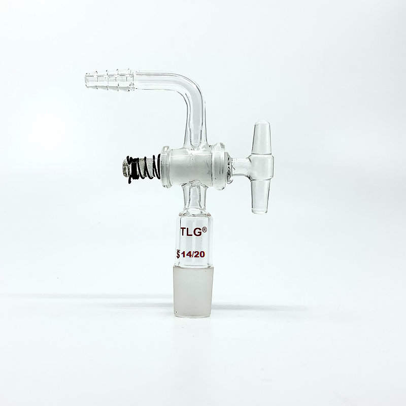 Adaptateur, contrôle de débit, robinet d'arrêt en verre 90°, joint intérieur (joint conique), joint 14/20