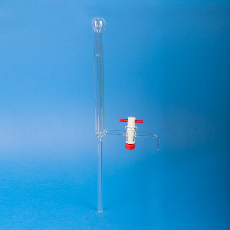 Burette remise zro automatique avec cl en PTFE, 10 ml, intervalle de graduation de 0,10 ml et tolrance de 0,10, sans flacon en PEHD