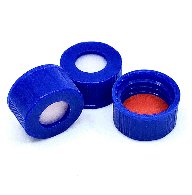 Capuchon nervuré à vis et septa collés, taille 9-425, PTFE rouge/silicone blanc 1 mm (0,040