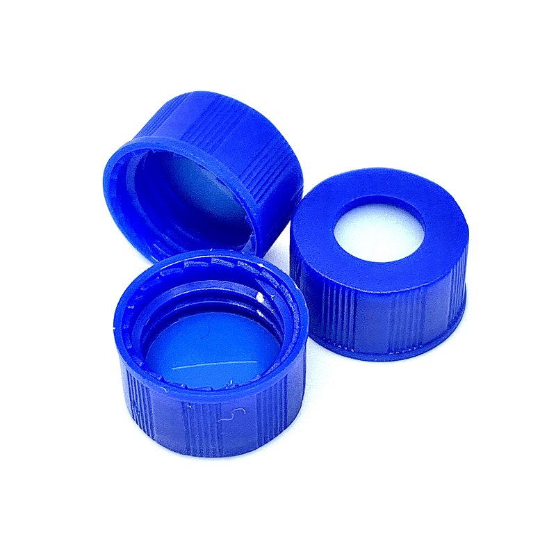 Bouchon nervuré à vis et septa PRÉ-FENDUS, taille 10-425, PTFE rouge/silicone blanc 1 mm (0,040