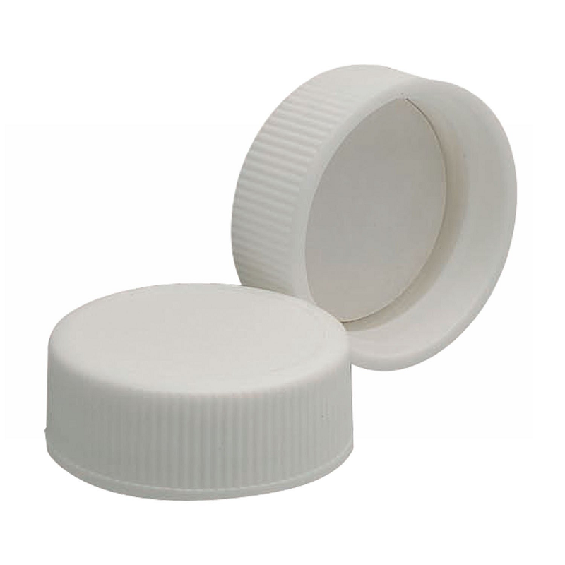 White Ribbed Polypropylene Cap, Neck finish 20/400, Pulp/Vinyl Liner