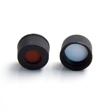 Black Polypropylene Open Top Screw Cap and Septa, Size 13-425, with Red PTFE/White Silicone 1.5mm(0.060