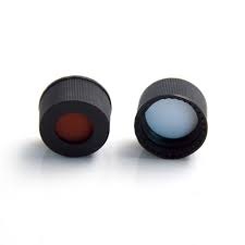 Bouchon à vis et septa ouverts en polypropylène noir, taille 13-425, avec PTFE rouge/silicone blanc 1,5 mm (0,060
