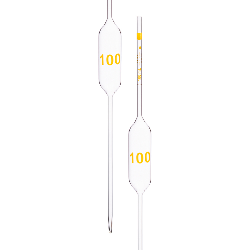 Pipette Volumetric, With One Mark, Accuracy As Per Class A, Capacity(mL) 100, Non Serialized, Tolerance ± 0.08 mL, As Per USP Standards