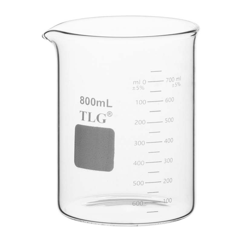 Beaker, Standard Wall, Griffin Low Form, Double Scale, Graduated, 800 ML