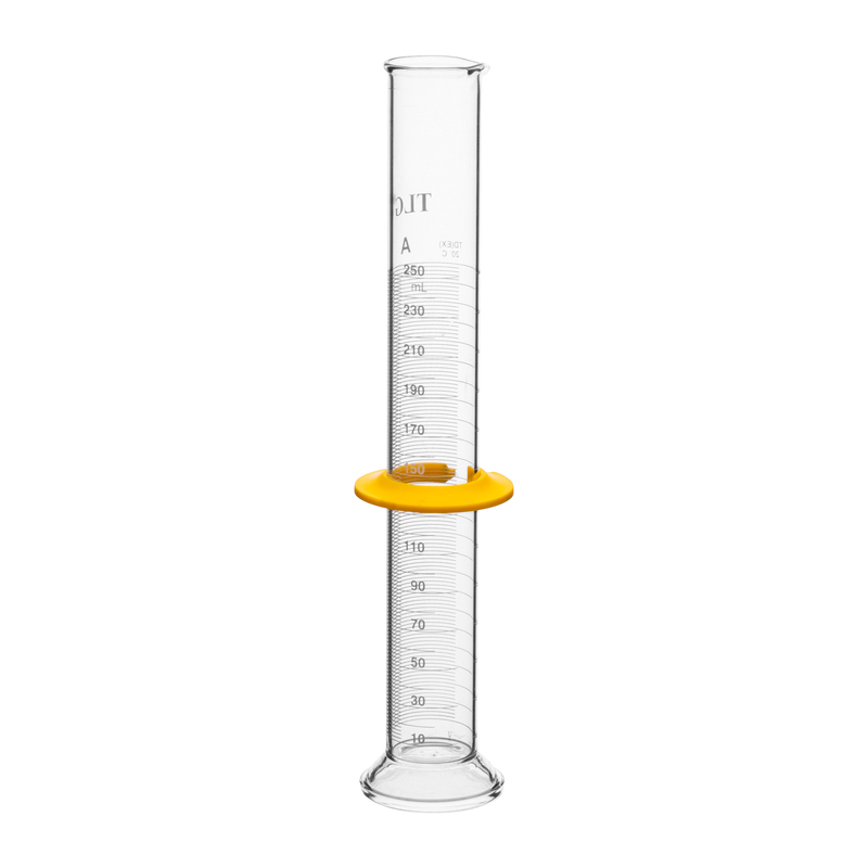 Cylinders, To Delivery (TD) Class A, White Scale, With Double Metric Graduations, Bumper, Capacity 250mL, Graduation Interval 10 to 250, Tolerance ±0.80, As Per USP Standards