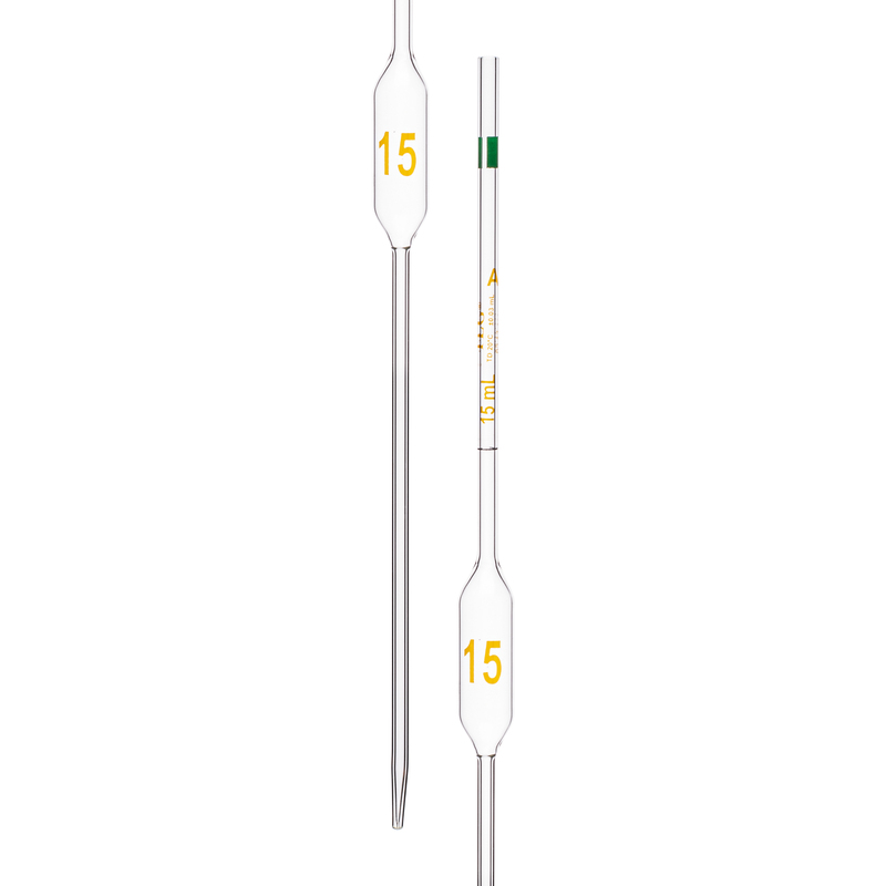 Pipette Volumetric, With One Mark, Accuracy As Per Class A, Capacity(mL) 15, Individually Serialized, Tolerance ± 0.03 mL, As Per USP Standards