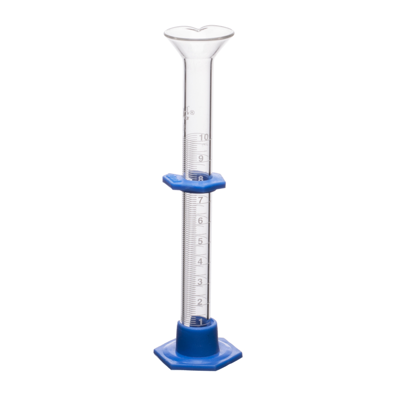 Cylindres, à livrer, échelle métrique unique, base hexagonale en plastique, capacité 10 ml, intervalle de graduation 0,4 à 20, sous-division 0,2 ml