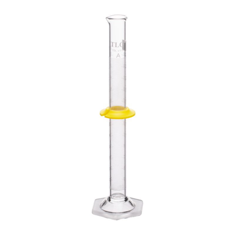 Cylinders, To Contain (TC) Class A, White Scale, With Double Metric Graduations, Bumper, Capacity 25mL, Graduation Interval 2 to 25, Tolerance ±0.14, As Per USP Standards