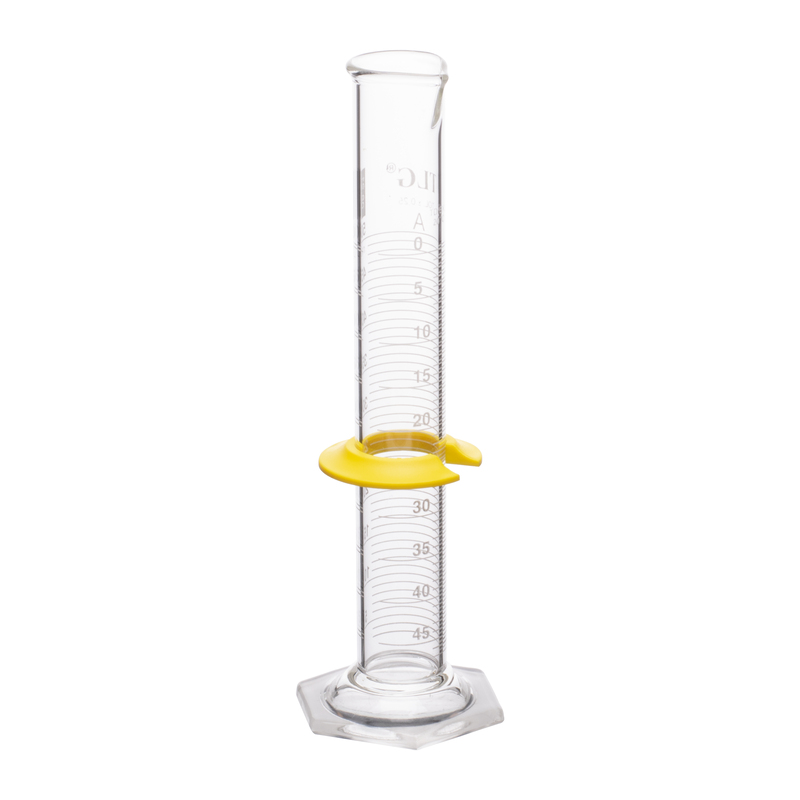 Cylinders, To Delivery (TD) Class A, White Scale, With Double Metric Graduations, Bumper, Capacity 50mL, Graduation Interval 3 to 50, Tolerance ±0.25, As Per USP Standards
