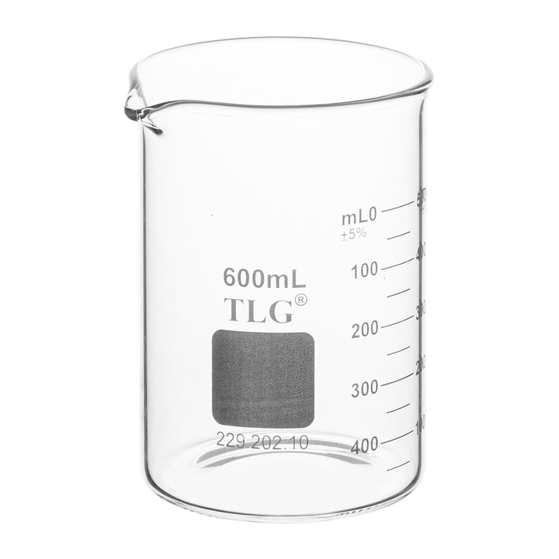 Beaker, Standard Wall, Griffin Low Form, Double Scale, Graduated, 600 mL