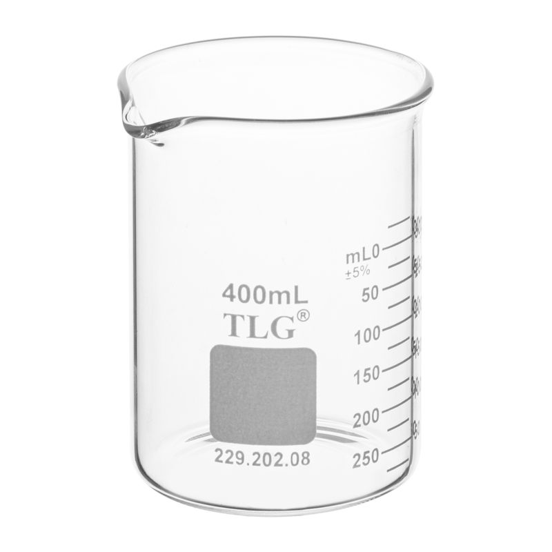 Beaker, Standard Wall, Griffin Low Form, Double Scale, Graduated, 400 mL
