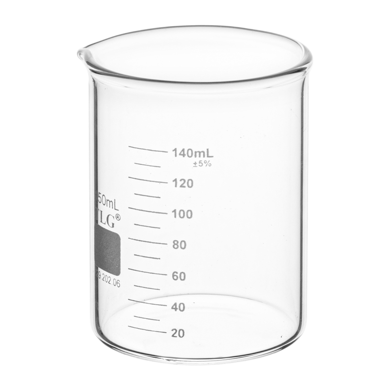 Beaker, Standard Wall, Griffin Low Form, Double Scale, Graduated, 150 mL