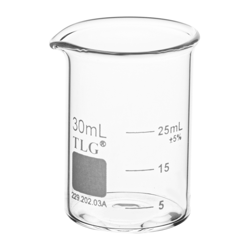 Beaker, Standard Wall, Griffin Low Form, Double Scale, Graduated, 30 mL