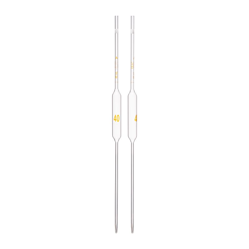 Pipette Volumetric, With One Mark, Accuracy As Per Class A, Capacity(mL) 40, Non Serialized, Tolerance ±0.05 mL, As Per USP Standards