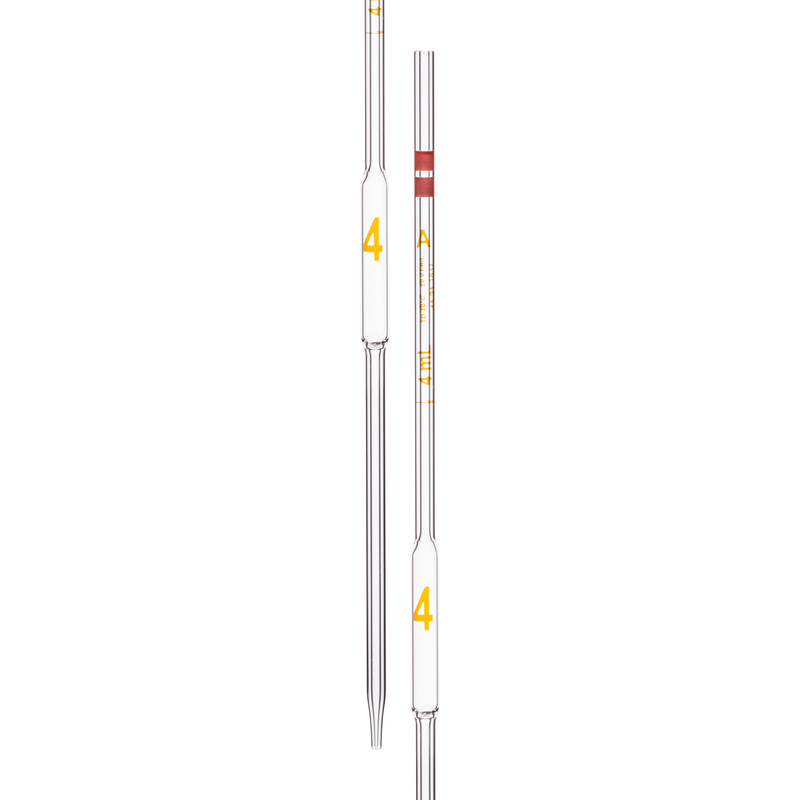 Pipette Volumetric, With One Mark, Accuracy As Per Class A, Capacity(mL) 4, Non Serialized, Tolerance ± 0.01 mL, As Per USP Standards