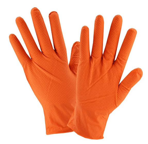 Diamond Textured Nitrile Industrial Gloves, X-Large, 8mil, ORANGE