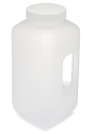 Square Bottle, Wide Neck, HDPE, 4000 ml, with Handle