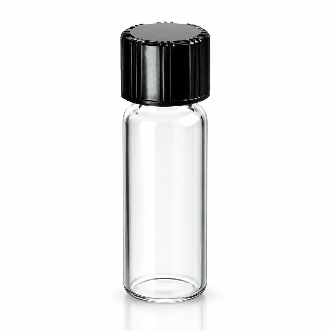 Flacons d'échantillon en verre transparent avec bouchons à vis phénoliques doublés de pâte de polyvinyle, 1 dr. (3,7 ML)