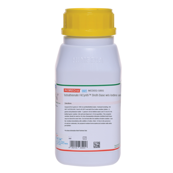 Fluid Tetrathionate HiCynthâ„¢ Medium w/o Iodine and BG (Tetrathionate HiCynthâ„¢ Broth Base w/o Iodine and BG) 100G