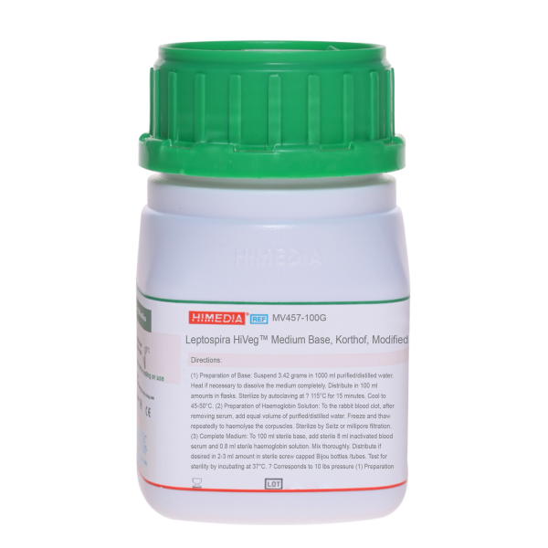 Leptospira HiVegâ„¢ Medium Base, Korthof, Modified 100G